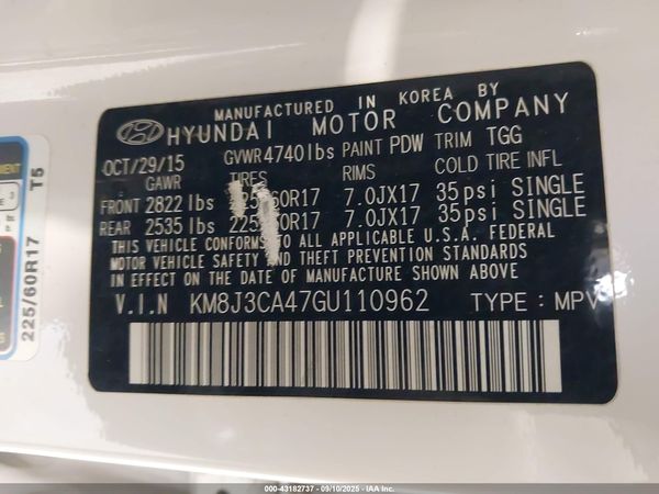 2016 HYUNDAI TUCSON SE