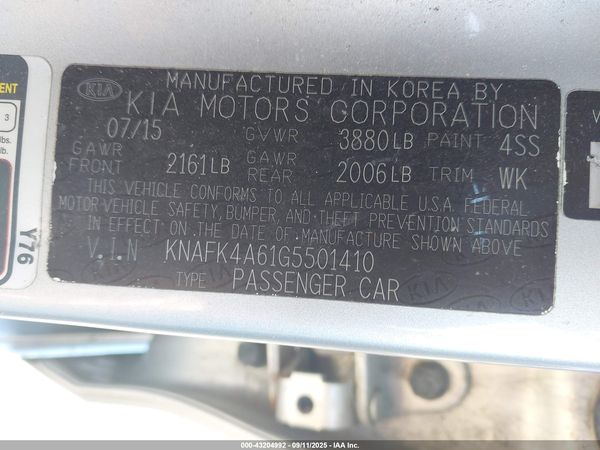 2016 KIA FORTE LX