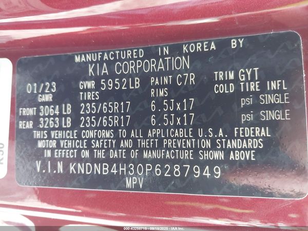 2023 KIA CARNIVAL MPV LX SEAT PACKAGE