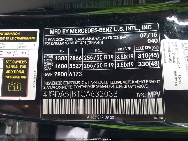 2016 MERCEDES-BENZ GLE 350 GLE350