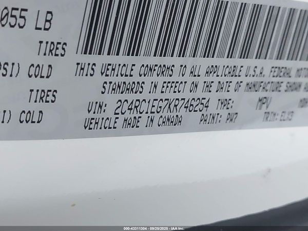 2019 CHRYSLER PACIFICA — I9