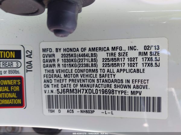 2013 HONDA CR-V EX-L