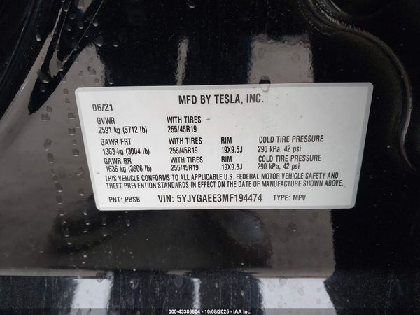 2021 TESLA MODEL Y