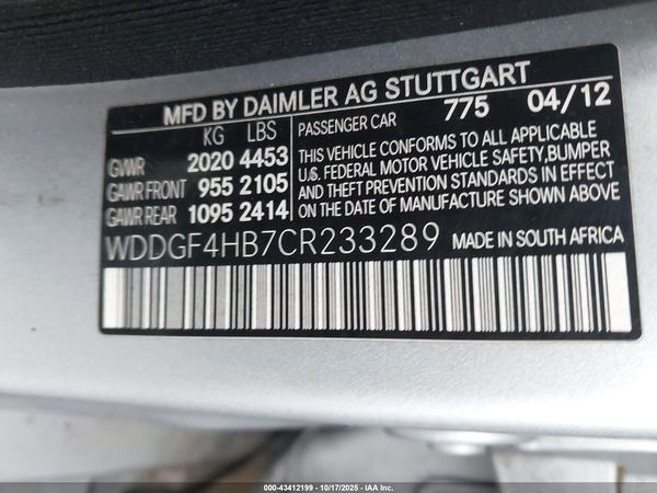 2012 MERCEDES-BENZ C 250 LUXURY