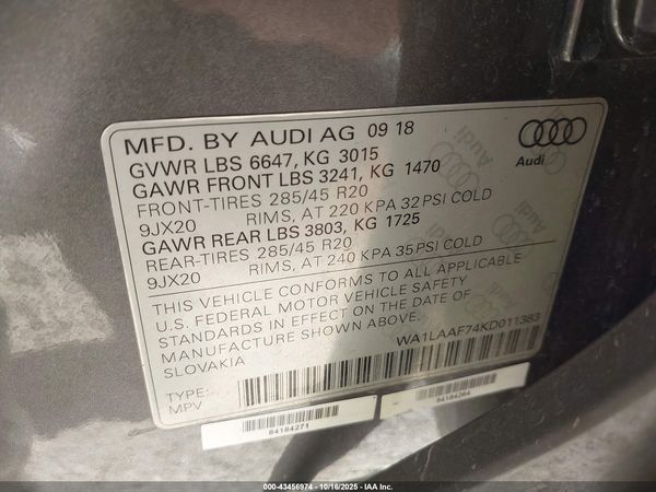 2019 AUDI Q7 55 PREMIUM/55 SE PREMIUM