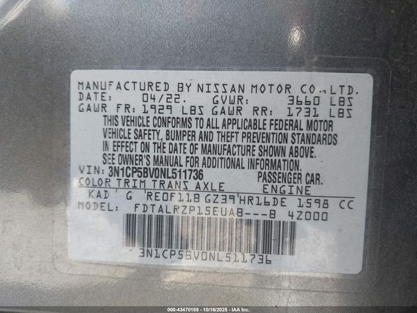 2022 NISSAN KICKS S XTRONIC CVT