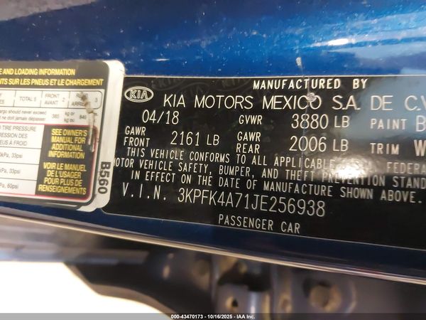 2018 KIA FORTE LX