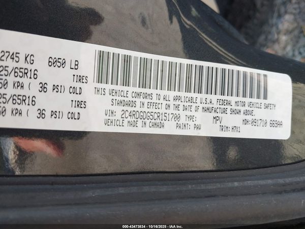 2012 DODGE GRAND CARAVAN CREW