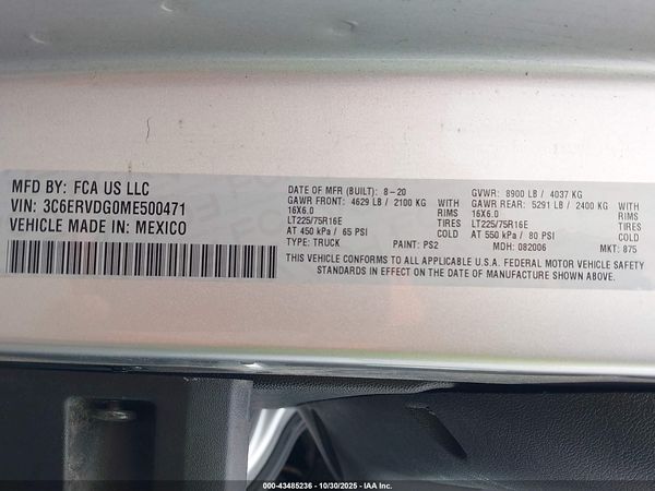 2021 RAM PROMASTER 2500 HIGH ROOF 159 WB