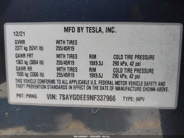 2022 TESLA MODEL Y