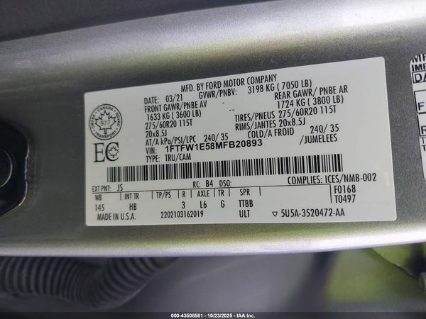 2021 FORD F-150 LARIAT