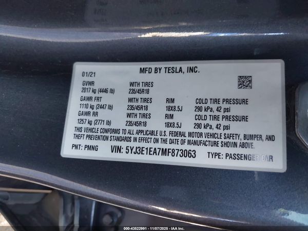 2021 TESLA MODEL 3