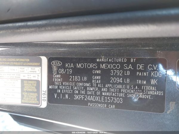 2020 KIA FORTE LXS