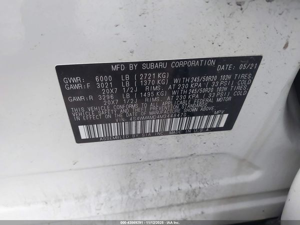 2021 SUBARU ASCENT LIMITED — I9