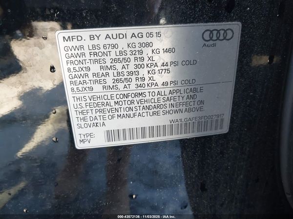 2015 AUDI Q7 3.0T PREMIUM