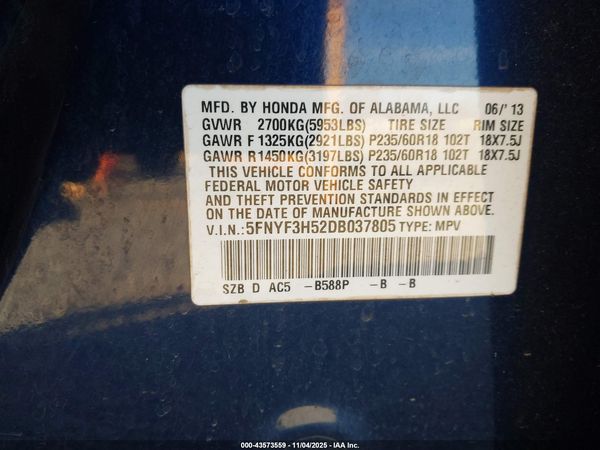 2013 HONDA PILOT EX-L