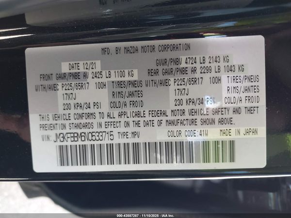2022 MAZDA CX-5 2.5 S SELECT