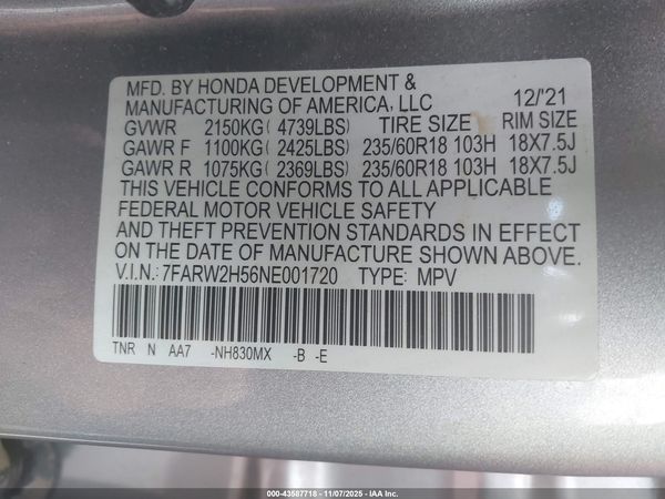 2022 HONDA CR-V AWD EX