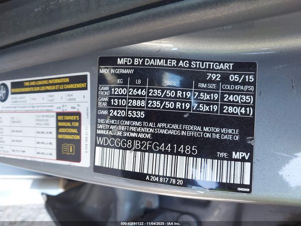 2015 MERCEDES-BENZ GLK 350 4MATIC