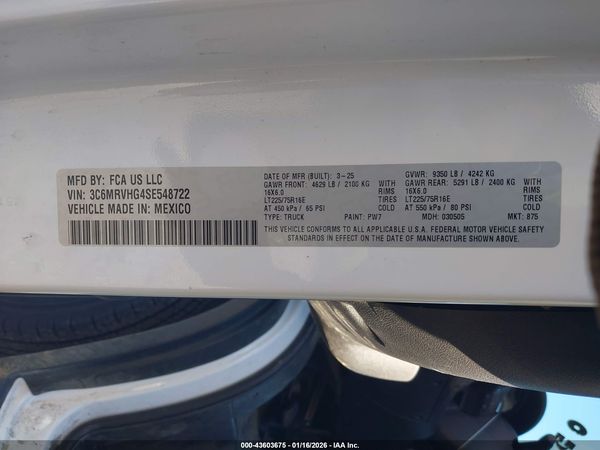 2025 RAM PROMASTER 3500 — I9