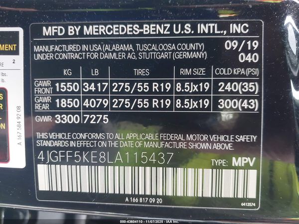 2020 MERCEDES-BENZ GLS 450 4MATIC