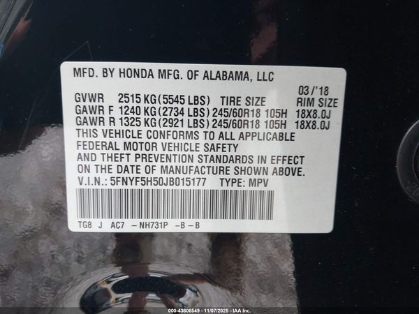 2018 HONDA PILOT EXL