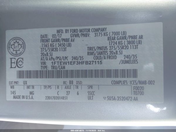 2017 FORD F-150 XLT