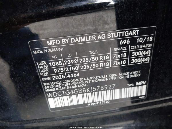 2019 MERCEDES-BENZ GLA 250 4MATIC