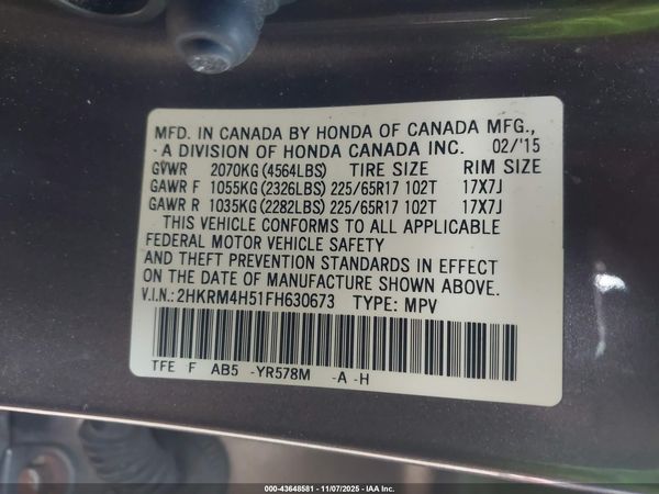 2015 HONDA CR-V EX