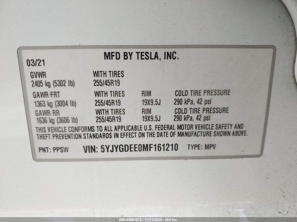 2021 TESLA MODEL Y