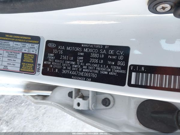 2017 KIA FORTE LX