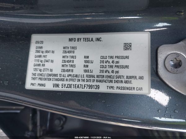 2020 TESLA MODEL 3