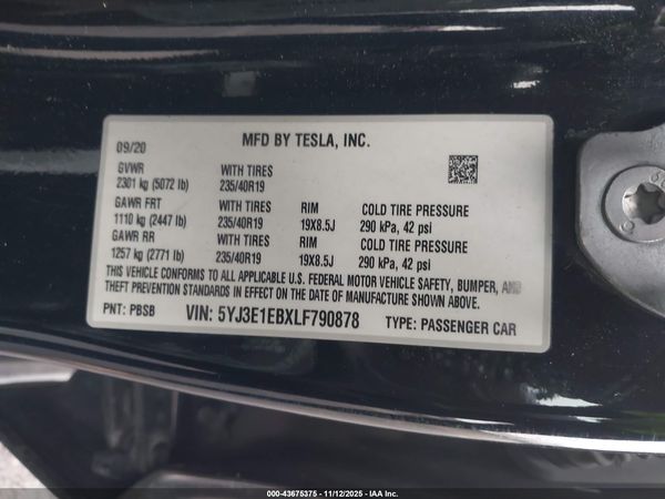 2020 TESLA MODEL 3