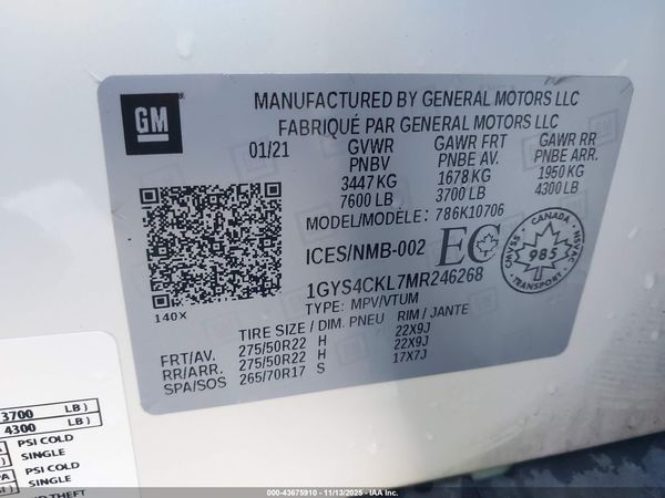 2021 CADILLAC ESCALADE 4WD PREMIUM LUXURY