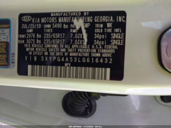 2020 KIA SORENTO 3.3L LX
