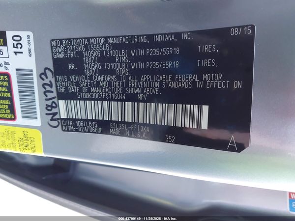 2015 TOYOTA SIENNA
