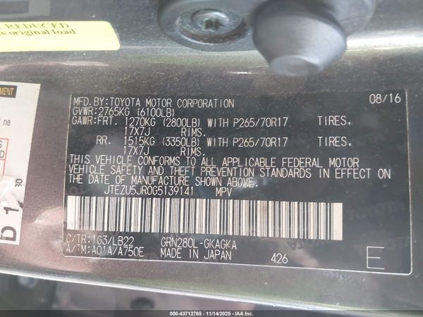 2016 TOYOTA 4RUNNER SR5 PREMIUM