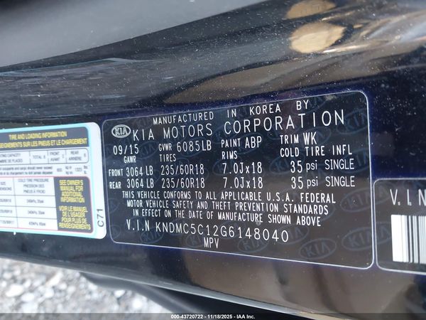 2016 KIA SEDONA EX