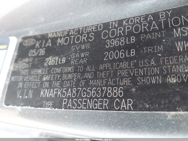2016 KIA FORTE LX