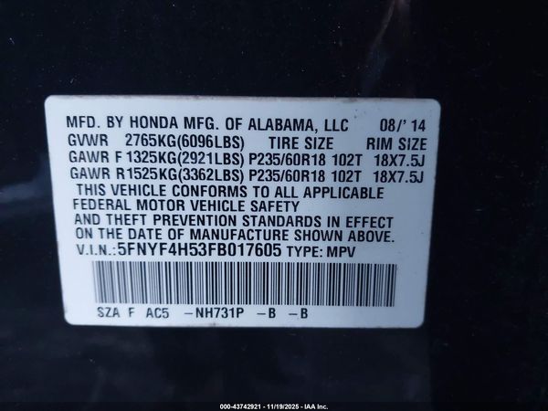 2015 HONDA PILOT EX-L