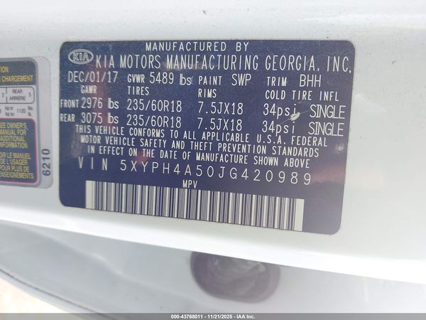 2018 KIA SORENTO 3.3L EX