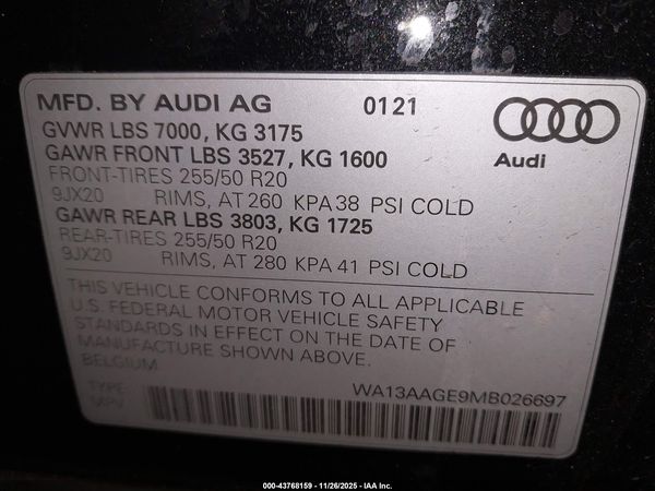 2021 AUDI E-TRON SPORTBACK PRESTIGE QUATTRO