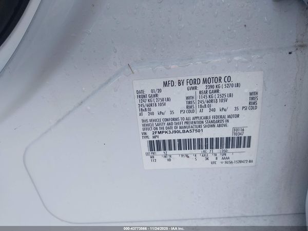 2020 FORD EDGE SEL — I9