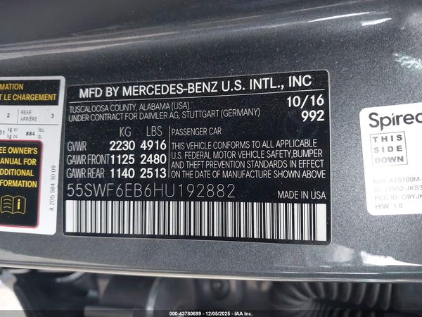 2017 MERCEDES-BENZ AMG C 43 4MATIC