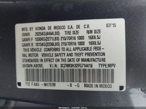 2015 HONDA CR-V LX