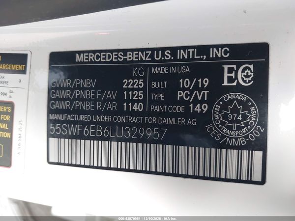 2020 MERCEDES-BENZ AMG C 43 4MATIC