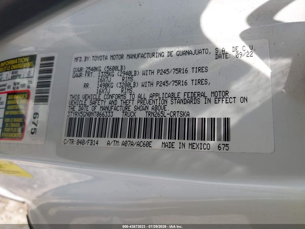 2022 TOYOTA TACOMA SR
