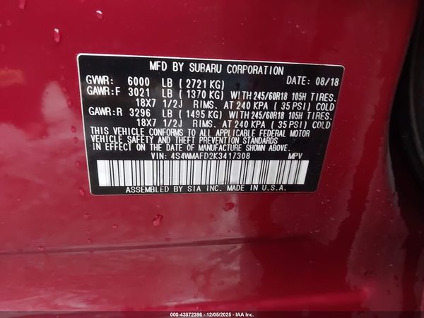2019 SUBARU ASCENT PREMIUM