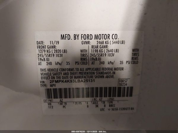 2020 FORD EDGE TITANIUM — I9