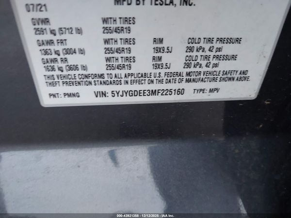 2021 TESLA MODEL Y